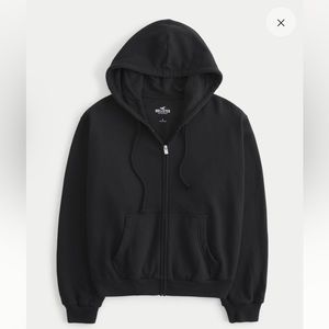 HOLLISTER BLACK ZIP-UP HOODIE BLACK SMALL